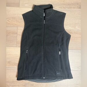 REI Black Fleece Vest with Pockets & Logo Size S